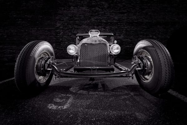 Model T Hot Rod with dramatic lighting and high contrast.