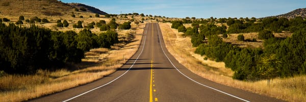 Long stretch of highway, northbound on Hwy 118, south of Alpine, Texas.